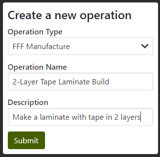 Build Operation Dialog