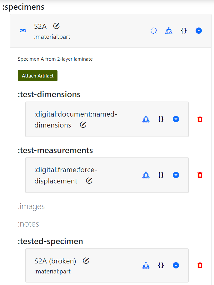 Test Specimen Measurements