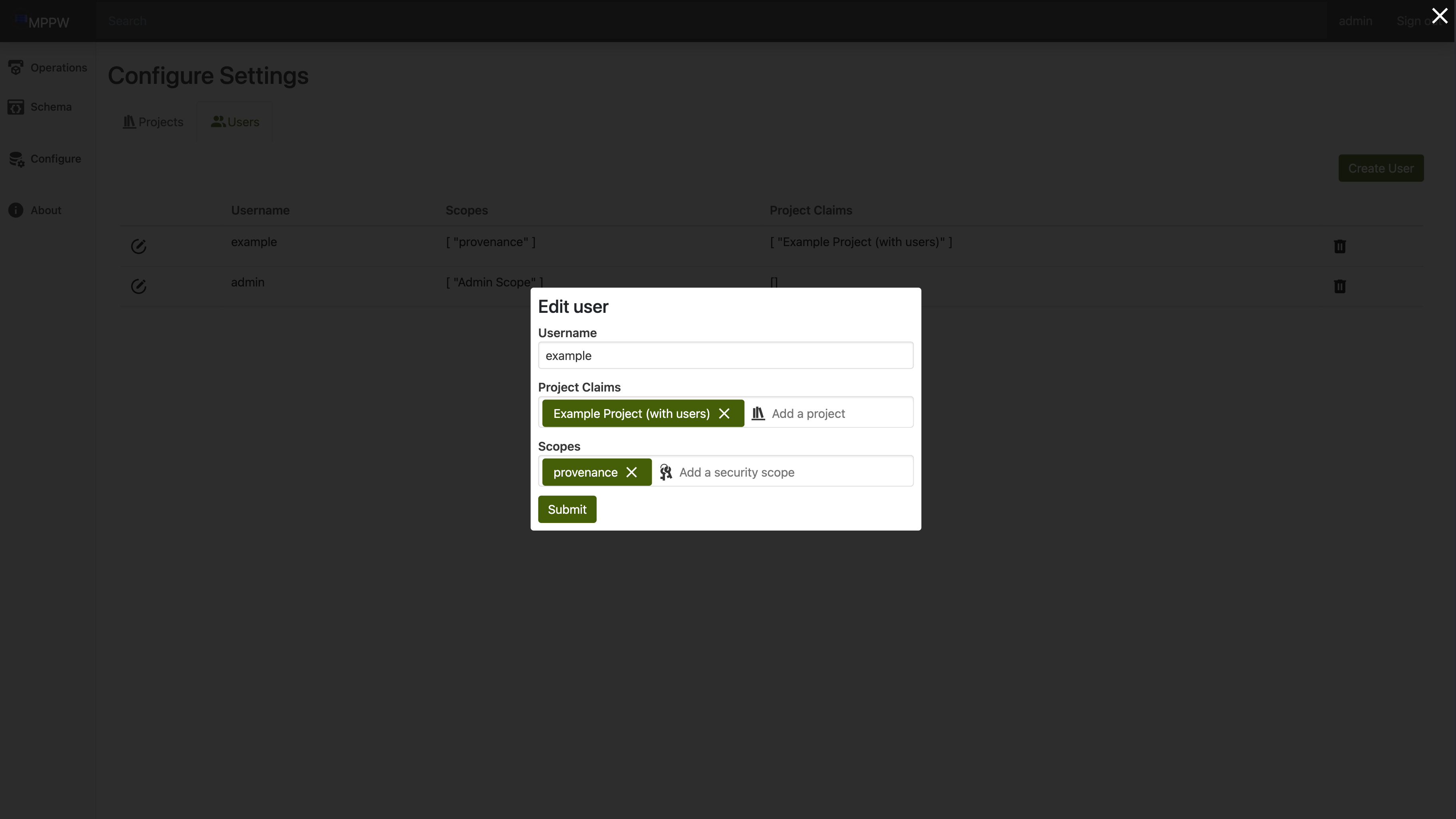 User Configuration